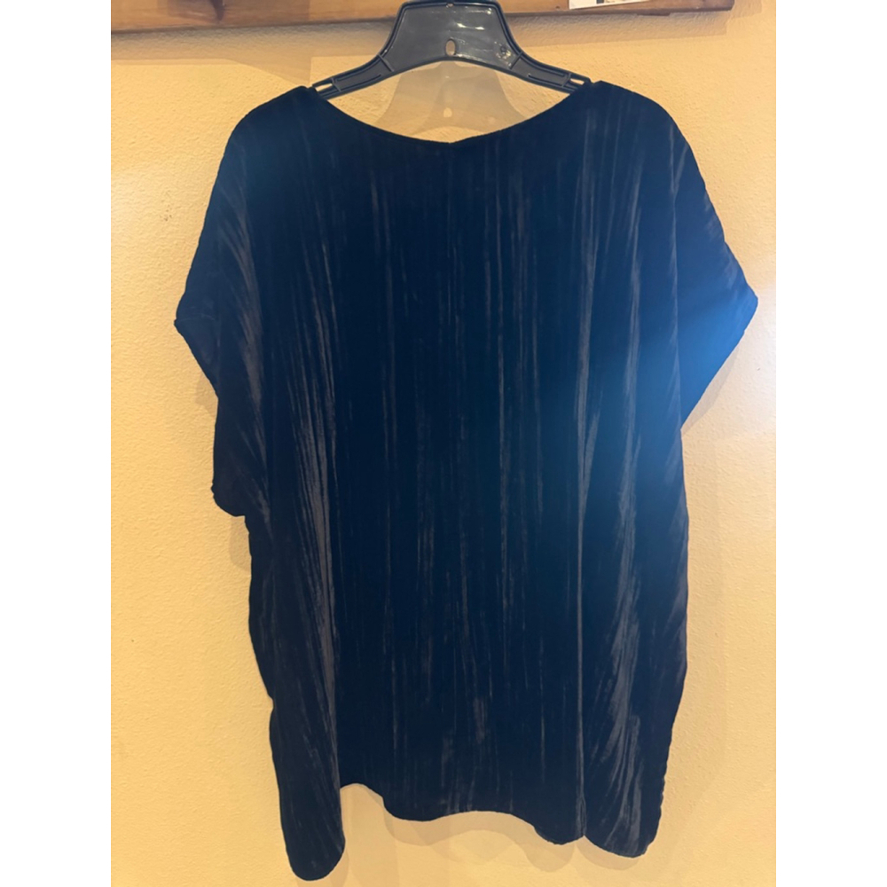 Eileen Fisher Black Velvet Short Sleeve V-Neck Tee Women's 3X - Picture 7 of 12